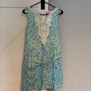 Lilly Pulitzer Aqua and Cream Mini Dress